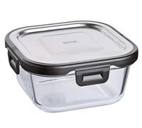 Spring Fusion2+ Boîte repas carrée en verre et acier inoxydable 13,5 x 13,5 cm 520 ml