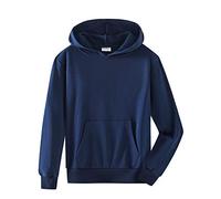 Spring & Gege Garçons Sweat à Capuchon Veste de Survêtement en Coton à Capuche de Couleur Unie pour Enfants Indigo 9-10 Ans
