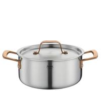 Spring Gourmet Casserole multicouche avec couvercle en acier inoxydable, passe au four, avec graduation intérieure, Ø 20 cm, hauteur 9 cm, 2,7 l, or rose