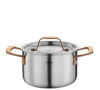 Spring Gourmet Casserole multicouche avec couvercle en acier inoxydable, passe au four, avec graduation intérieure, diamètre 16 cm, hauteur 10 cm, 2 litres, or rose