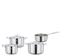 Spring Gourmet Lot de 4 casseroles avec manche et couvercles en acier inoxydable 18/0 multicouche extérieur 18/10 intérieur avec noyau en aluminium, convient pour l'induction, 1,4 l, 2,0 l, 2,7 l, 3,7