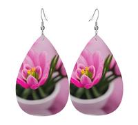 Spring is in The Air Boucles d'oreilles pendantes en cuir avec crochets plaqués argent