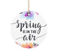 Spring is in The Air Décoration de Noël ronde en aluminium à suspendre pour sapin de Noël Décoration intérieure ou extérieure 8 cm