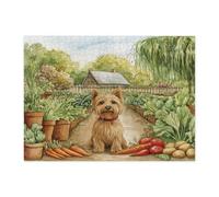 Spring Lakeland Terrier - Puzzle de jardinage pour adultes de 500 pièces, chiots en bois de ferme, décoration imprimée pour le divertissement créatif