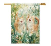 Spring Maine Coons Drapeaux de maison de chats 71,1 x 101,6 cm double face pour décoration, jolies fleurs florales avant cour, drapeaux pour maison, chaton, animal de compagnie, décoration de jardin
