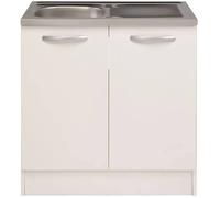 Spring - Meuble bas de cuisine sous évier - 2 portes - L80 x P57,6 x H84,2 cm - Blanc - Parisot