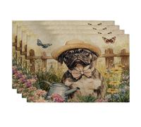 Spring Neopolitan Lot de 4 sets de table en forme de chien Mastiff 30,5 x 45,7 cm, arrosoir amusant pour la maison, les fêtes d'animaux domestiques, décoration de cuisine