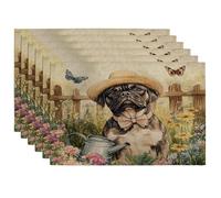 Spring Neopolitan Lot de 6 sets de table en forme de chien Mastiff 30,5 x 45,7 cm, arrosoir amusant pour la maison, les fêtes d'animaux domestiques, décoration de cuisine