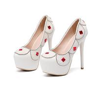 Spring New Wedding Party Chaussures Sweet en Dentelle Fleurs Pearl Dames Minces Talons Hauts Stiletto Grande Taille de Plate-Forme pour Femmes