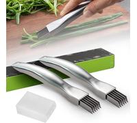 Spring Onion Slicer Shred Silk The Knife, 2024 New Green Onion Cutter - Couteau à oignon en acier inoxydable - Coupe-julienne - Coupe-persil fin et uniforme pour cuisine et restaurant (2 pièces)