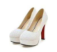 Spring Pattern Fashion Round Head Temperament High-Heeled Women Shoes Golden Silvery Sequins Banquet Marry(Color 14,37)