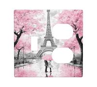 Spring Peach Cherry Blossom Plaque de protection pour interrupteur de lumière, style parisien, plaques murales en thermoplastique, taille standard à bascule duplex