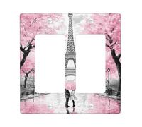 Spring Peach Cherry Blossom Plaque de protection pour interrupteur/prises de courant Style parisien Plaques murales thermoplastiques Taille standard Double Rocker