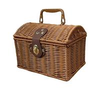 Spring Picnic Basket - Woven Food Carrier Box, Picnic Bread Basket with Lid, Rustic Seagrass Hamper for Easter Holiday Engagement | Wedding Thanksgiving Summer Autumn Garden Yard Park