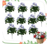 Spring Porch Refresh Artificial Hydrangea Flowers, UV Resistant Silk Floral Stems for Outdoor Planters, 16-Inch Faux Fake Plants for Window Box, Garden & Home Wedding Decor, 6/8/10 Pcs (C,10Pcs)
