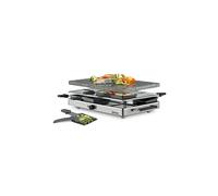 SPRING Raclette8 avec pierre à griller en granit (acier inoxydable) argent