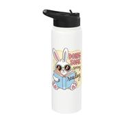 Spring Reading Bunny Book Lover Reader Humor Stainless Steel Insulated Water Bottle
