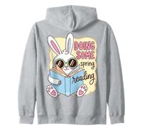 Spring Reading Bunny Book Lover Reader Humor Sweat à Capuche
