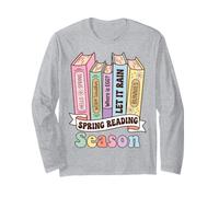 Spring Reading Season Book Lover Retro Reader Manche Longue