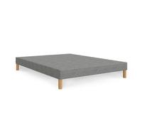 SPRING - Sommier tapissier 160x200 tissu gris piètement en bois