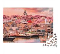 Spring Town Puzzles 1000 Pièces Recy herry Blossoms Puzzle pour Adultes Puzzle Jeu Props Impossible Hard Difficult Stimulant Amusant Jeu 70x50cm/1000pcs
