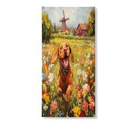 Spring Vizsla Couverture de porte extérieure de 91,4 x 183 cm, chiot de jardin de campagne imprimé, bannière de porte avant et arrière, décoration amusante pour maison, porche