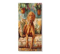 Spring Vizsla Couverture de porte extérieure de chien 91,4 x 182,9 cm, bannière amusante en pot pour porte d'entrée, canapé, animal domestique, décoration d'intérieur