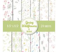 Spring Wildflowers and Botanical Paper Pad - 8.5 x 8.5 in - 24 Double-Sided Patterned Sheets - Decorative Craft Paper for Card Making, Journaling, Planners, Origami, Decoupage, and Scrapbooking
