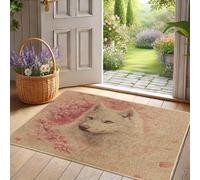 Spring Wolf Paillasson beige à motif floral pour entrée extérieure et intérieure, décoration naturelle, antidérapant, imperméable, absorbant la poussière, facile à nettoyer, 73,6 x 43,2 cm