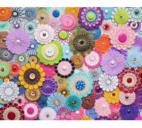 Springbok Puzzle de 1000 pièces pour Adultes de L'Artiste Linda Stewart avec Photo d'une Composition Florale fabriquée à partir de Boutons et de Papier