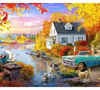Springbok 's Lakeside Fall Retreat Puzzle de 1000 pièces pour adultes vous emmène dans une merveilleuse évasion au bord du lac