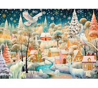 Springbok Village d'hiver enchanté - Puzzle de vacances de qualité supérieure de 1000 pièces pour adultes - Puzzle de Noël à collectionner en édition limitée