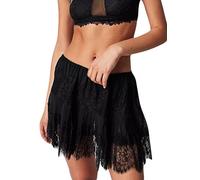 Springcmy Femme Y2K Jupe Courte à Volants en Dentelle à Couches d'Été avec Rouleau Plissé en Dentelle Demi-Slip Bas Taille Fluide Jupes Sous-Jupe, a-noir, L