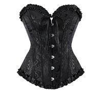 Springcmy Haut de corset pour femmes grande taille - Bustier amincissant à baleines, avec dentelle florale, bordure en fourrure, push-up - Costume de Noël de Père Noël Springcmy Haut de corset pour