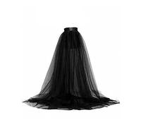 Springcmy Jupe longue en tulle pour femme - Maxi tutu - Longueur ras du sol - Jupe superposée - Taille haute - Jupe bouffante - Jupe irrégulière - Jupe de mariage - Jupe de cocktail, Noir , Taille