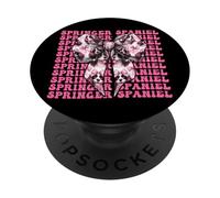 Springer Épagneul Chien Fille Coquette Noeud Ruban Rose PopSockets PopGrip Adhésif