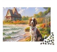 Springer Spaniel Paper Spaniel with Gift Box in Yard Jigsaw Puzzle Set for Adults Educational Gift Relaxing Activity 70x50cm/1000pcs