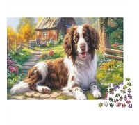 Springer Spaniel Paperboard Spaniel in Autumn Field with Flowers Classic Jigsaw Puzzle Brain Training Gift for Adults 70x50cm/1000pcs