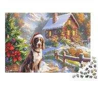Springer Spaniel Premium Paper Spaniel with Blue Collar on Couch DIY Jigsaw Puzzle Educational Stress Relief 38x26cm/1000pcs