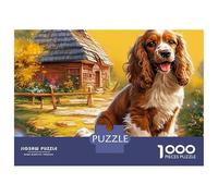 Springer Spaniel Puzzle Classique Chien sur Un Chemin ensoleillé 1000 Pièces Carton Recyclé pour Adultes Impression HD Anti-Stress Décoration Murale Exclusif sans Toxique 52x38cm/1000pcs