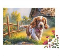 Springer Spaniel Puzzle en Carton Chiot espiègle dans Un pré 1000 Pièces Carton Épais pour Débutants Résistant À La Déchirure Loisir Créatif Nouveau Modèle Réduit 70x50cm/1000pcs