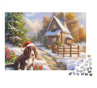 Springer Spaniel Sturdy Paper Spaniel in Autumn Field with Flowers Jigsaw Puzzle for Adults Educational Birthday Gift 38x26cm/1000pcs