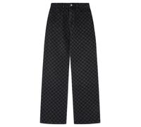 Springfield, Jean Femme à Carreaux Droits, Collection Culpa Tuya (À Contre-Sens), Noir, 36 Long