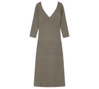 SPRINGFIELD Midi Dress with Deep V Neck and Soft Gathering Under Chest Robe avec col en V, Kaki, Large Femme