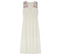 SPRINGFIELD Midi Sleeveless Dress with Embroidery on The Chest and Lurex Robe sans Manches, Beige, 38 Femme