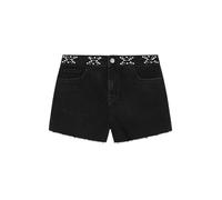 Springfield, Short en Jean Femme avec Ornements Métalliques à la Taille, Collection Culpa Tuya (À Contre-Sens), Noir, 42 Court