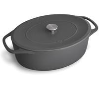 SPRINGLANE Cocotte avec couvercle, rôtissoire en fonte, cocotte induction (Gris, Ovale, 33 cm, 6,5 L)