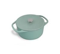 SPRINGLANE Cocotte avec couvercle, rôtissoire en fonte, cocotte induction (Menthe, Ronde, 24cm, 4 L)