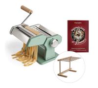 SPRINGLANE Machine à pâtes manuelle Nonna, en acier inoxydable, machine à pâtes comprenant un livret de recettes, un séchoir à pâtes (Menthe)