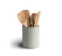 SPRINGLANE Set d'ustensiles de cuisine 6 pcs. - cuillère perforée, cuillère non perforée, pince de cuisine, cuillère à spaghetti, spatule, pot de rangement en béton, instructions d'entretien
